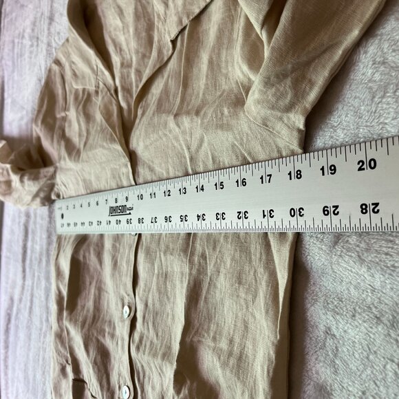 Sigrid Olsen Womens Beige Linen Button-Down Tunic Shirt Dress Small Long Sleeve - Picture 5 of 8